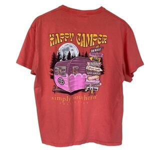 Simply Southern Coral "Happy Camper" T-Shirt - large